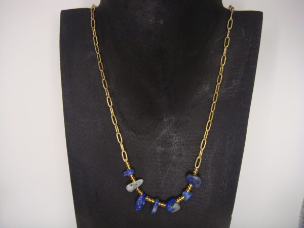 Collier acier doré & pierres baroques, réglable chaînette – Image 14