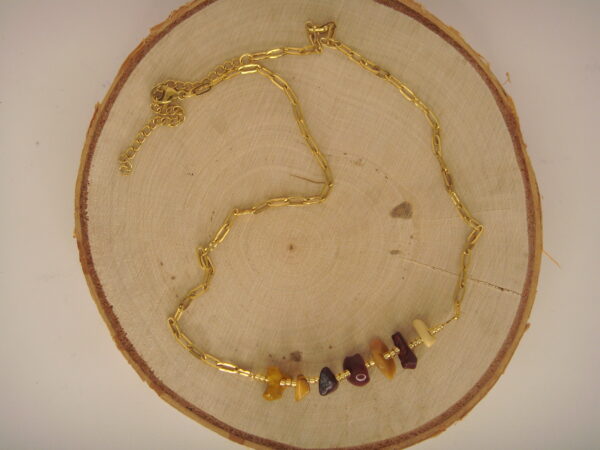 Collier acier doré & pierres baroques, réglable chaînette – Image 18