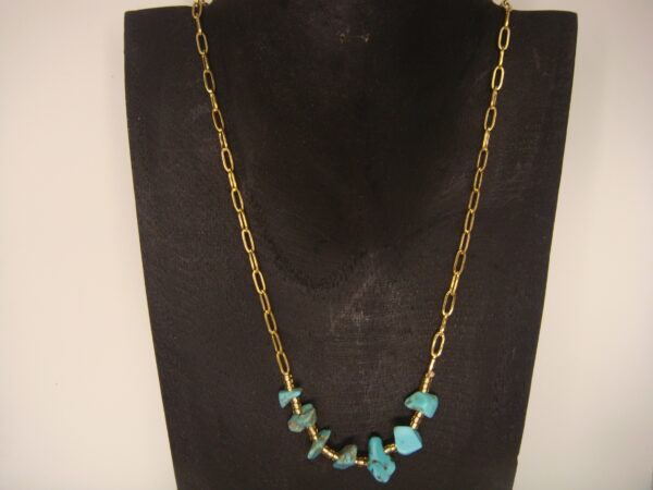 Collier acier doré & pierres baroques, réglable chaînette – Image 20
