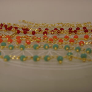 Collier fin acier doré & perles en facettes, réglable chaînette