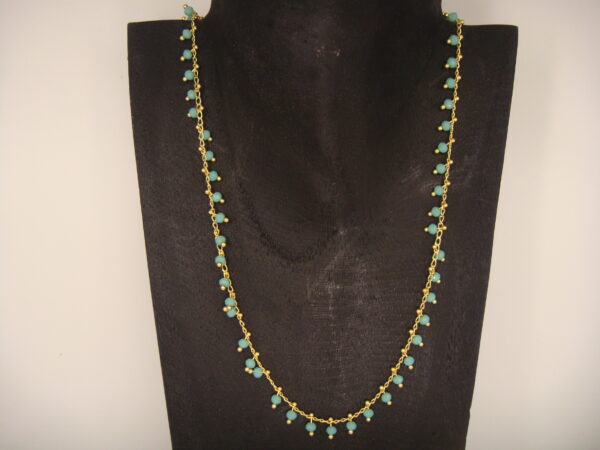 Collier fin acier doré & perles en facettes, réglable chaînette – Image 2