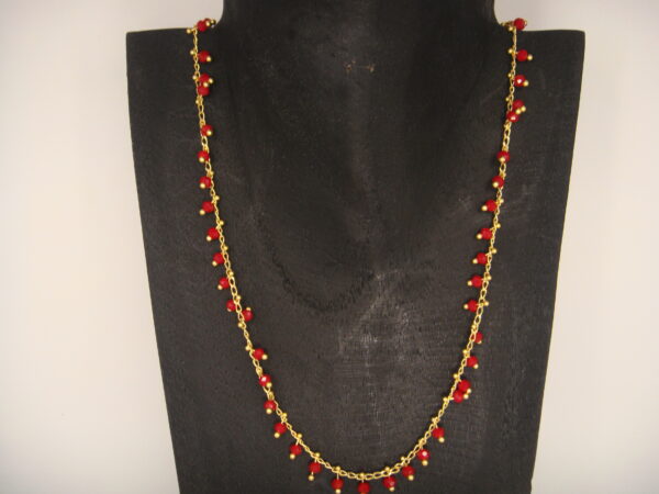 Collier fin acier doré & perles en facettes, réglable chaînette – Image 5
