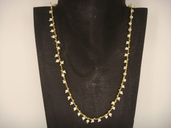 Collier fin acier doré & perles en facettes, réglable chaînette – Image 7