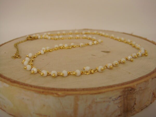 Collier fin acier doré & perles en facettes, réglable chaînette – Image 8