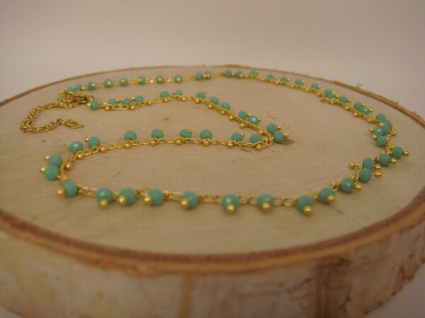 Collier fin acier doré & perles en facettes, réglable chaînette – Image 3
