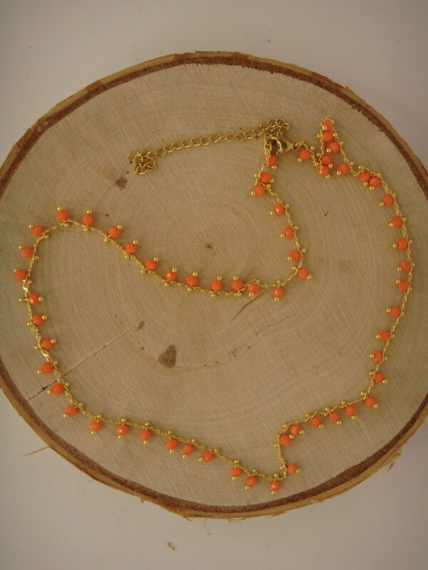 Collier fin acier doré & perles en facettes, réglable chaînette – Image 12