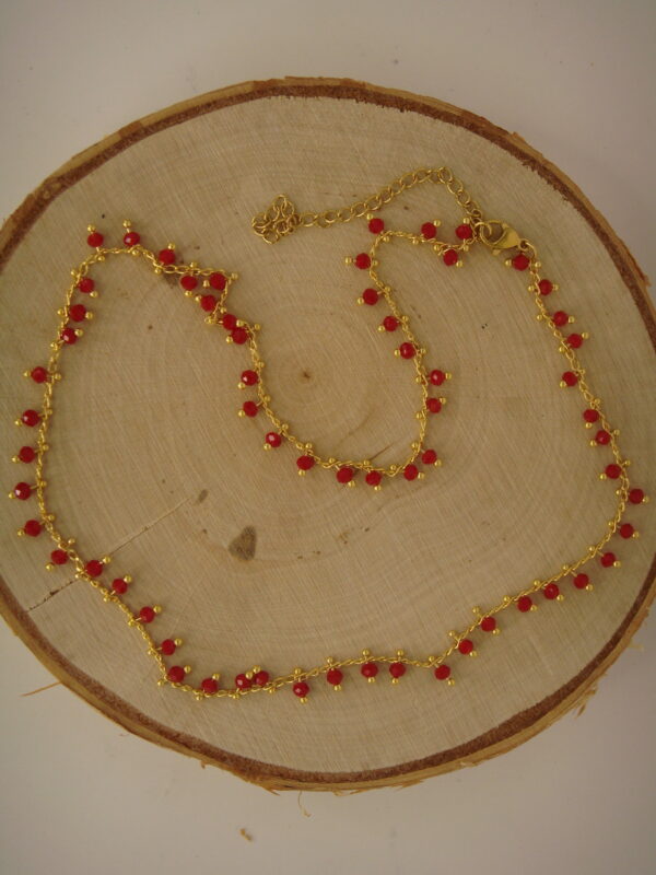 Collier fin acier doré & perles en facettes, réglable chaînette – Image 13