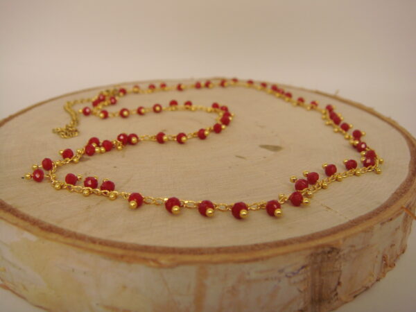 Collier fin acier doré & perles en facettes, réglable chaînette – Image 6