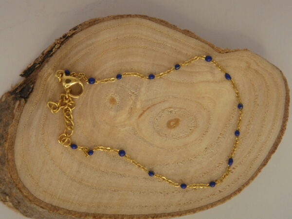 Bracelet fin acier doré & perles fines, réglable chaînette – Image 6
