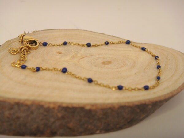 Bracelet fin acier doré & perles fines, réglable chaînette – Image 7