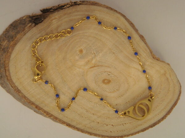 Bracelet fin acier menotte & perles fines, réglable chaînette – Image 3