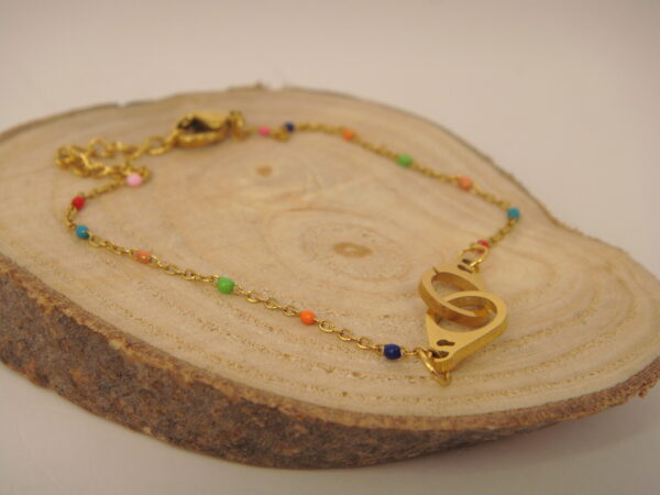 Bracelet fin acier menotte & perles fines, réglable chaînette – Image 6