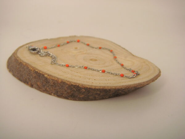 Bracelet fin acier argenté & perles fines, réglable chaînette – Image 3