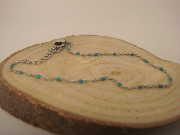 Bracelet fin acier argenté & perles fines, réglable chaînette – Image 7