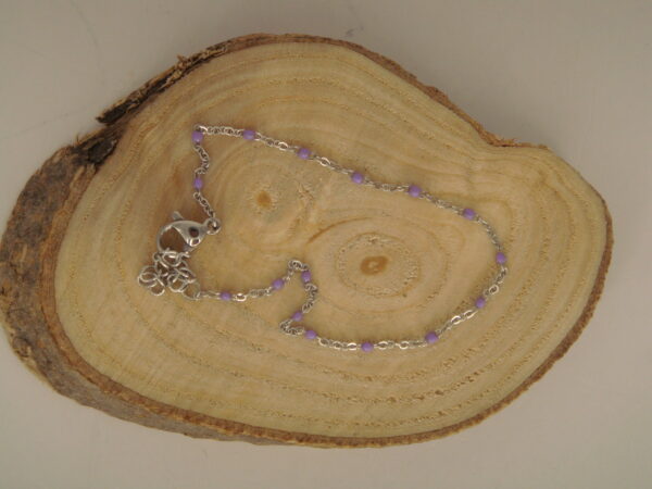 Bracelet fin acier argenté & perles fines, réglable chaînette – Image 8