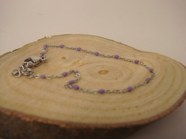 Bracelet fin acier argenté & perles fines, réglable chaînette – Image 9