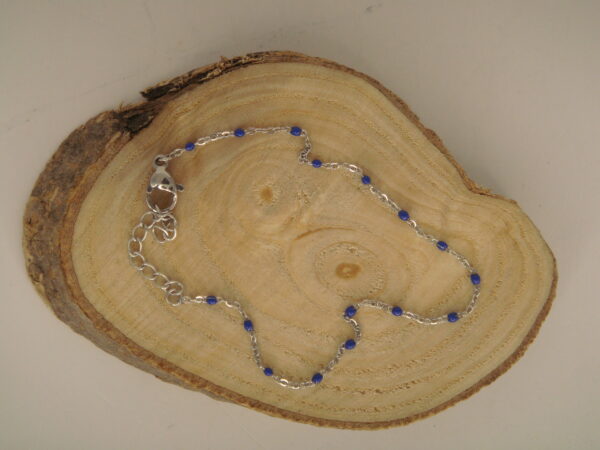 Bracelet fin acier argenté & perles fines, réglable chaînette – Image 10