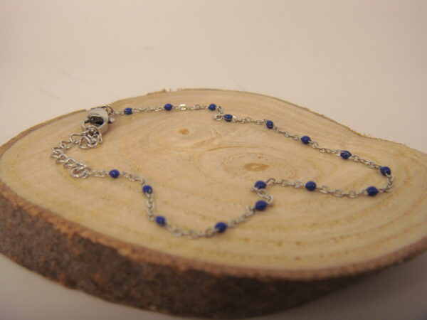 Bracelet fin acier argenté & perles fines, réglable chaînette – Image 11