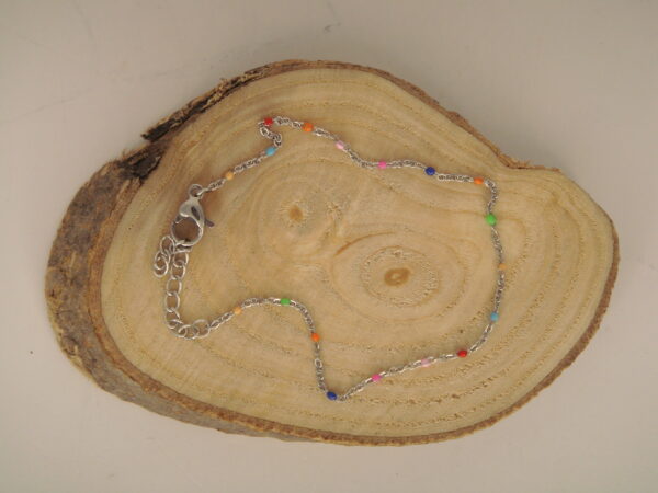 Bracelet fin acier argenté & perles fines, réglable chaînette – Image 12