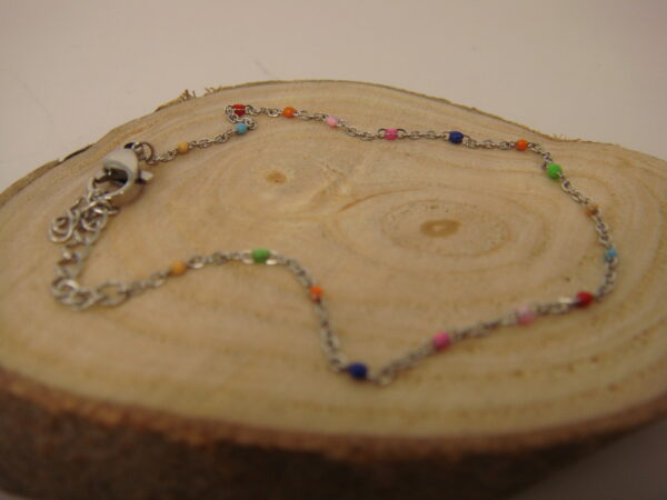 Bracelet fin acier argenté & perles fines, réglable chaînette – Image 13