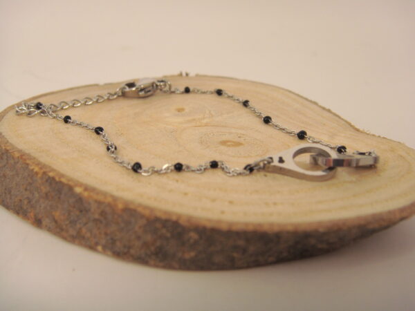 Bracelet fin acier menotte & perles fines, réglable chaînette – Image 8