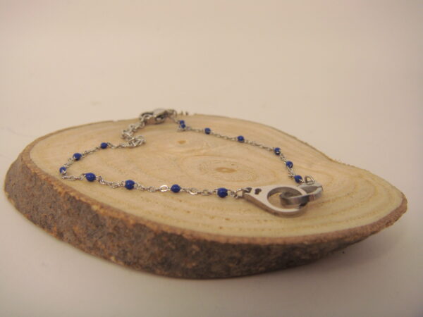 Bracelet fin acier menotte & perles fines, réglable chaînette – Image 10