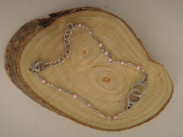 Bracelet fin acier menotte & perles fines, réglable chaînette – Image 11