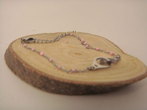 Bracelet fin acier menotte & perles fines, réglable chaînette – Image 12