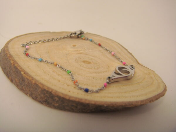 Bracelet fin acier menotte & perles fines, réglable chaînette – Image 14