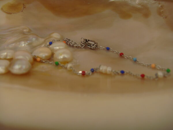 Bracelet fin acier & perles d'eau douce, réglable chaînette – Image 13