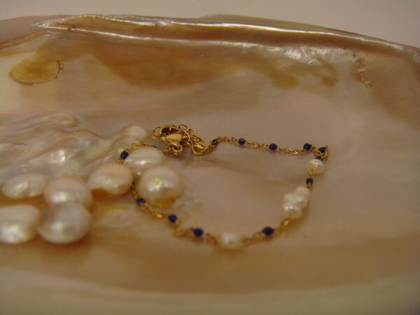 Bracelet fin acier & perles d'eau douce, réglable chaînette – Image 7