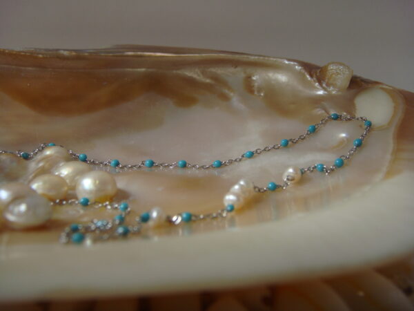 Collier fin acier argenté & perles d'eau douce, réglable chaînette – Image 7