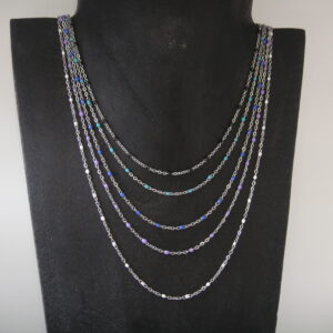 Collier acier fin argenté, réglable chaînette