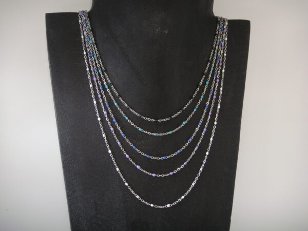 Collier acier fin argenté, réglable chaînette