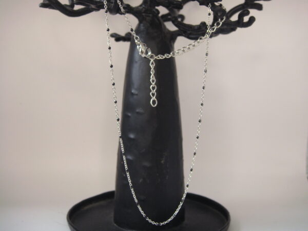 Collier acier fin argenté, réglable chaînette – Image 2