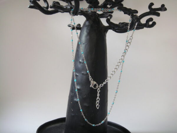 Collier acier fin argenté, réglable chaînette – Image 4