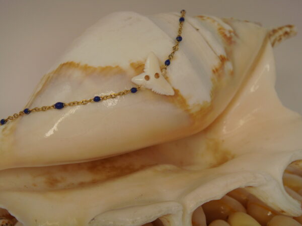 Collier fin acier & dent de requin, réglable chaînette – Image 2