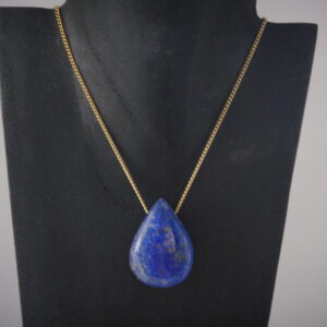 Collier acier en Lapis Lazuli en forme de goutte, réglable chaînette