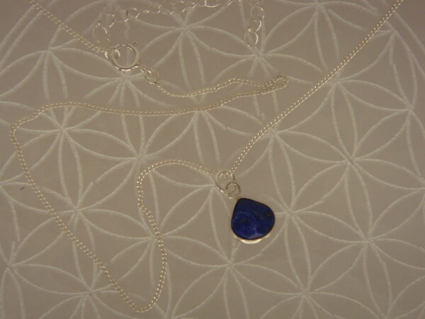 Collier argent & pierre naturelle en facettes, réglable chaînette – Image 4