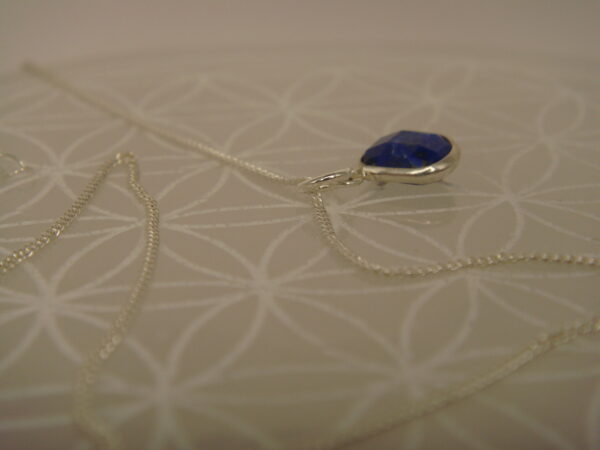 Collier argent & pierre naturelle en facettes, réglable chaînette – Image 5