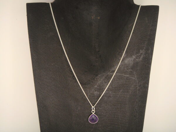 Collier argent & pierre naturelle en facettes, réglable chaînette – Image 6