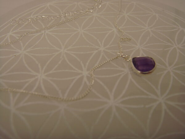 Collier argent & pierre naturelle en facettes, réglable chaînette – Image 8