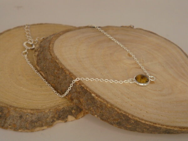 Bracelet argent & pierre naturelle, réglable chaînette – Image 4