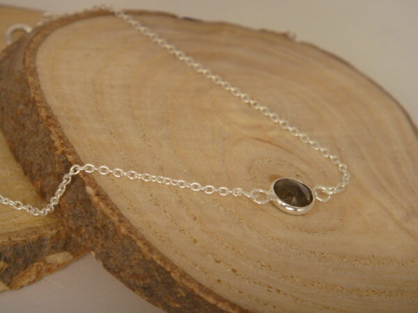 Bracelet argent & pierre naturelle, réglable chaînette – Image 7