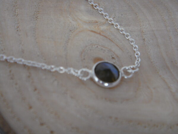 Bracelet argent & pierre naturelle, réglable chaînette – Image 8