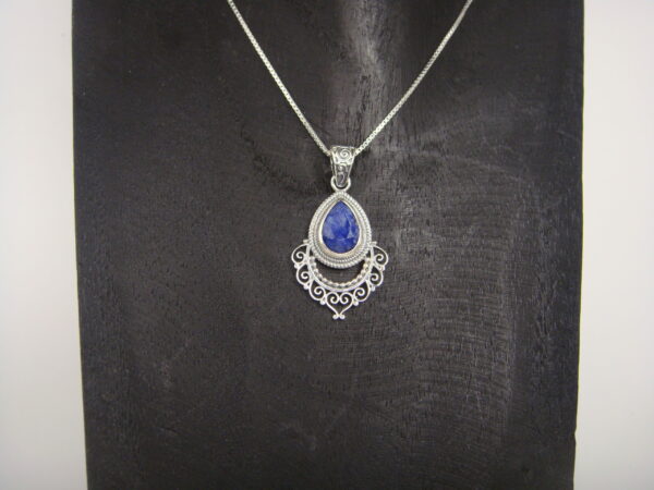 Pendentif modèle ethnique argent & pierre naturelle en forme de goutte – Image 4