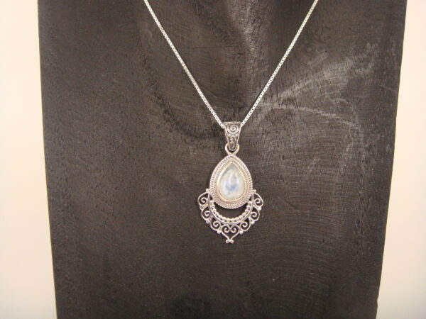 Pendentif modèle ethnique argent & pierre naturelle en forme de goutte – Image 5
