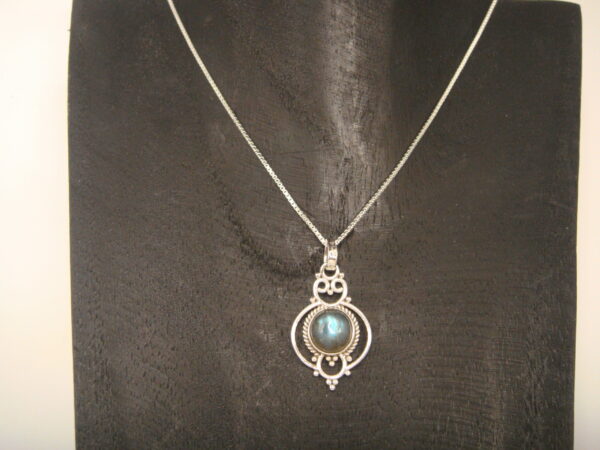 Pendentif  argent modèle ethnique & pierre naturelle ronde – Image 4