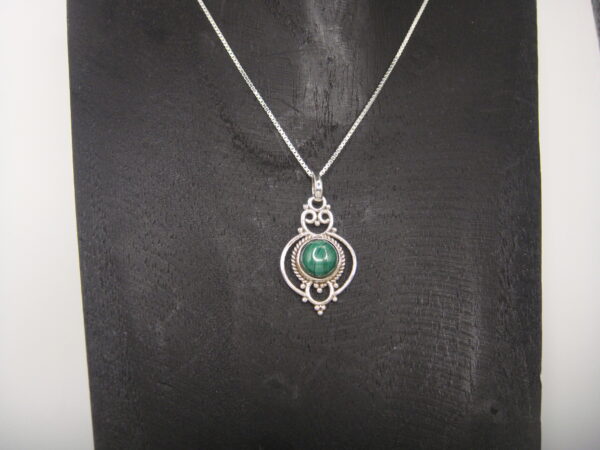 Pendentif  argent modèle ethnique & pierre naturelle ronde – Image 5