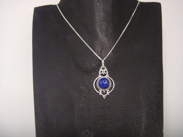 Pendentif  argent modèle ethnique & pierre naturelle ronde – Image 6